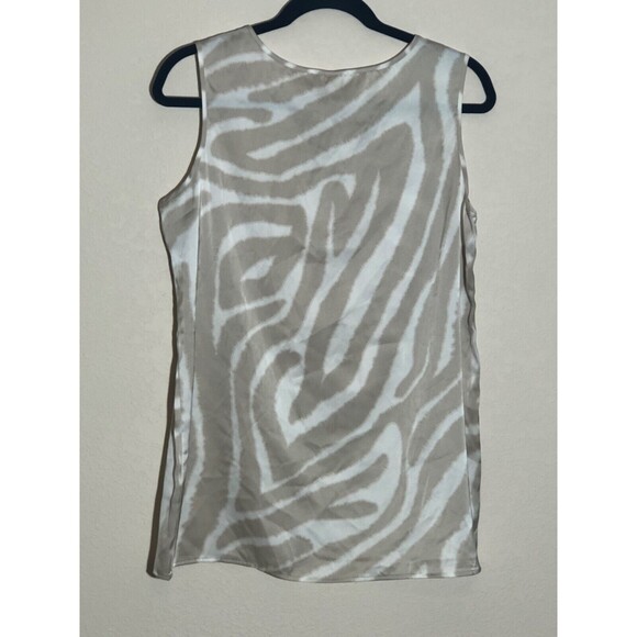 Chico's Size 1/M Ivory/Tan Sleeveless Tank Scoop Neck 100% Polyester - Picture 2 of 5